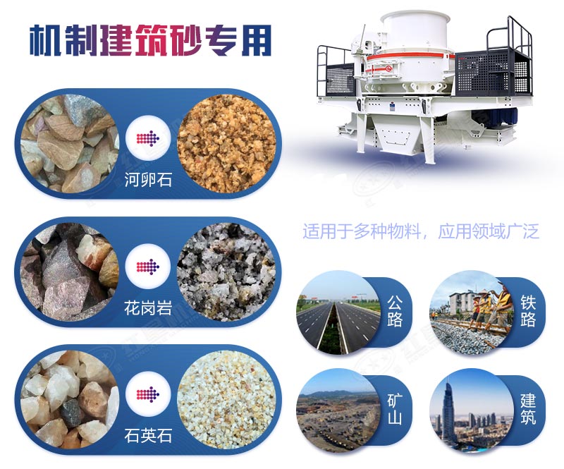 石頭制砂機(jī)成品應(yīng)用廣泛