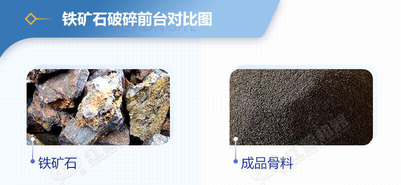鐵礦石破碎前后對(duì)比圖